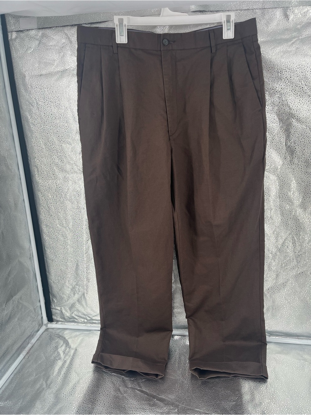 Club Room Mens Brown Linen Cotton Pleated Dress Earthy Pants Slacks 38W 29L
